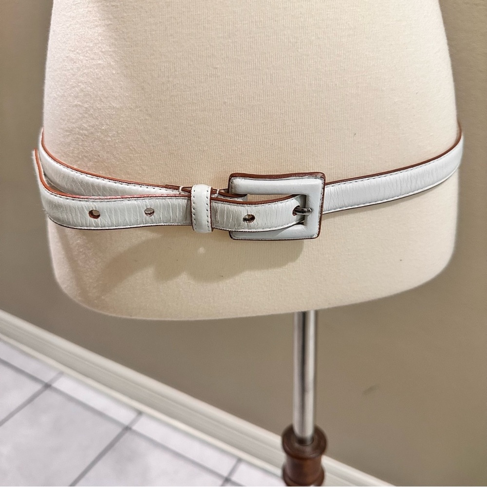 TreVero White and Tan Genuine Leather Belt TreVero Vintage Vintage - Picture 6 of 15